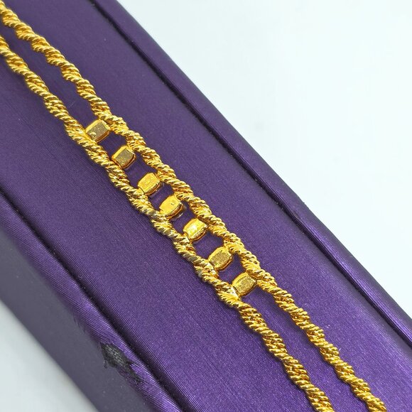 Merlite Gold Double Rope Twist Chain Bracelet Crystal Rhinestone Accent Bracelet - Picture 10 of 17